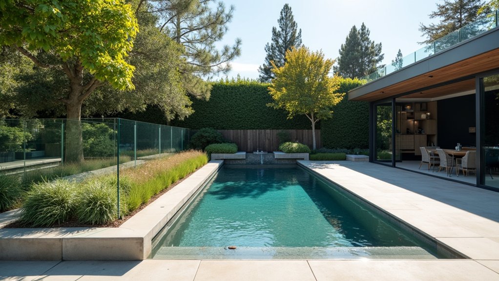 18 Sleek Minimalist Pool Landscaping Ideas That Keep It Simple frameless glass fencing installation