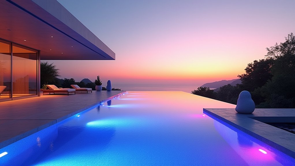 futuristic illuminated infinity pool