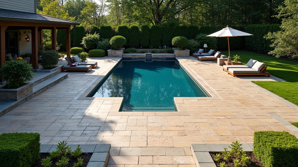23 Beautiful Pool Deck Ideas Inground Pavers for a Polished Look geometric elegance by the pool