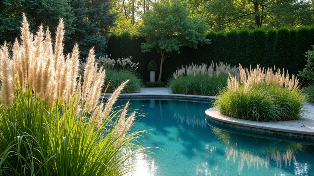 18 Gorgeous Pool Landscaping Plants That Bring Your Yard to Life graceful poolside ornamental grasses