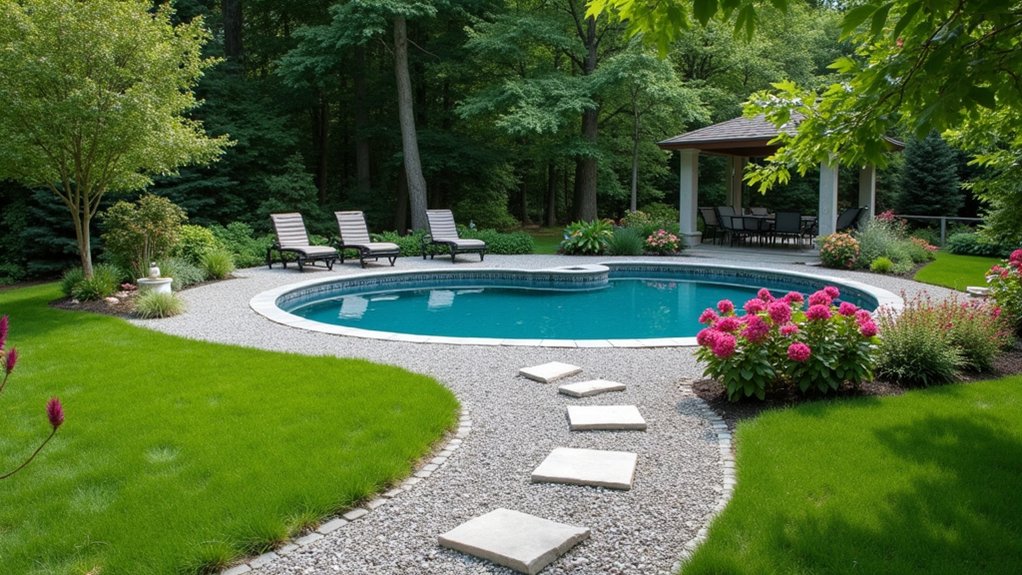 15 Affordable Above Ground Pool Landscaping Ideas for a Fresh Look gravel and stone pathways