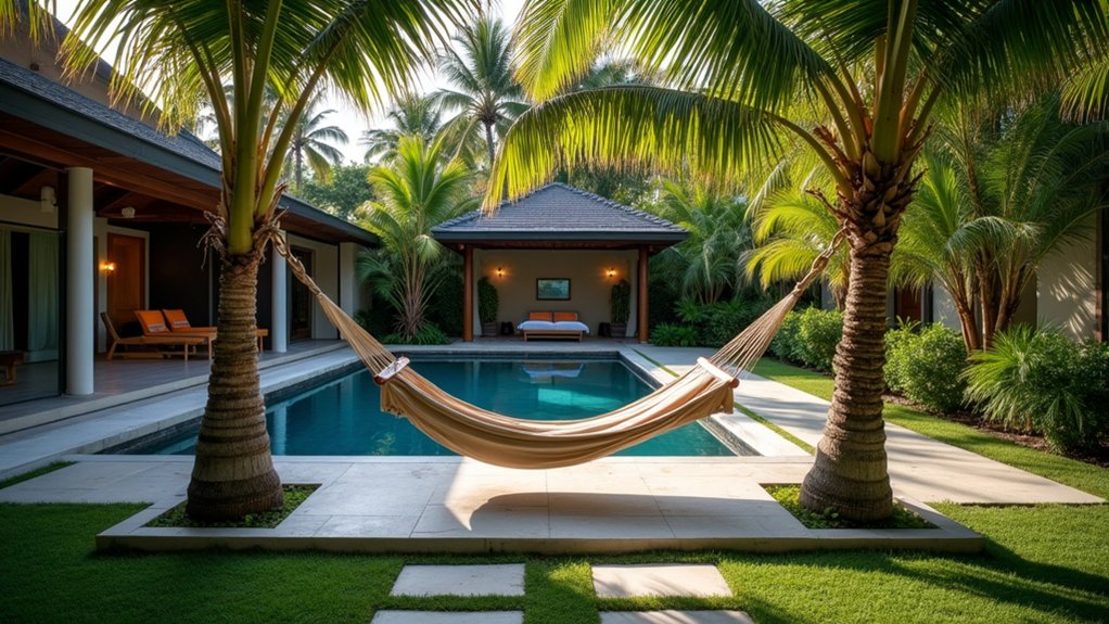 23 Serene Zen Pool Deck Ideas for a Tranquil Outdoor Retreat hammock for serene relaxation