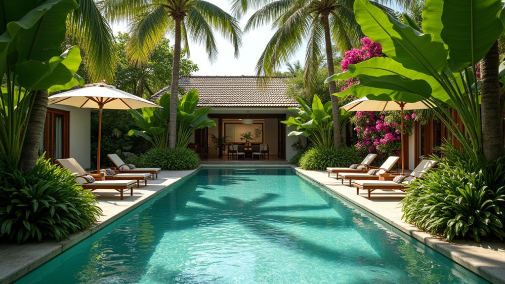 18 Lush Tropical Pool Landscaping Ideas for a Private Paradise hammocks for tropical relaxation