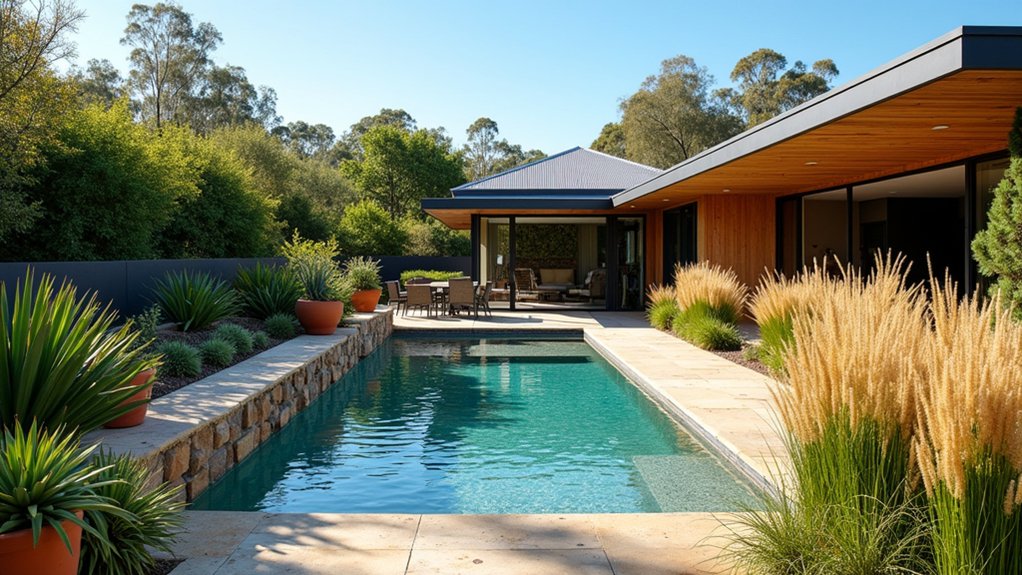20 Breezy Australian Pool Landscaping Ideas for Laid-Back Vibes hardy xeriscape pool plants