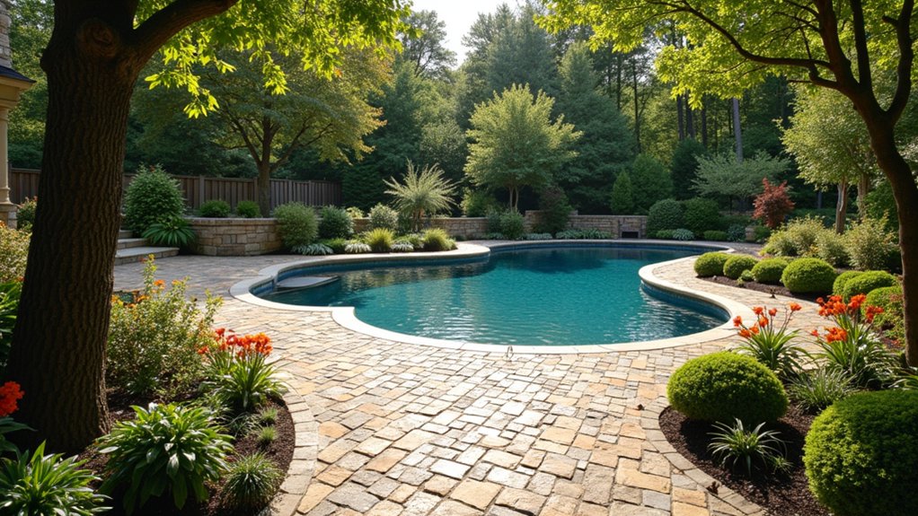 23 Smart Pool Landscaping With Pavers That Upgrade Your Walkways harmonious material texture blending