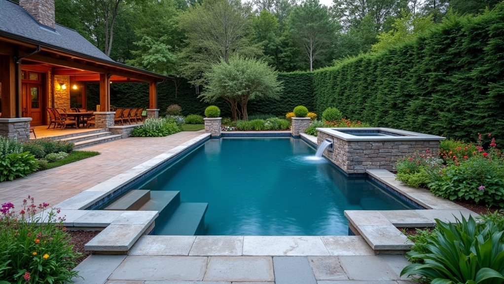 18 Pool Ideas With Hot Tub Features for Total Relaxation hidden hot tub oasis