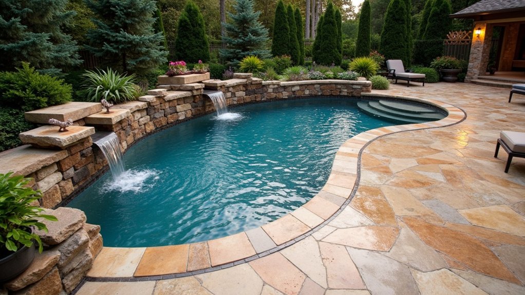 23 Timeless Pool Deck Travertine Ideas for a Luxe Finish integrated pool water features