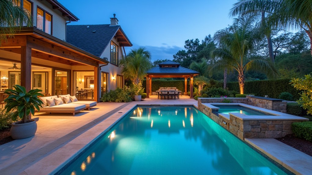 23 Bold Pool Deck With Outdoor Kitchen Ideas for the Ultimate Entertaining Space integrated seating pool deck