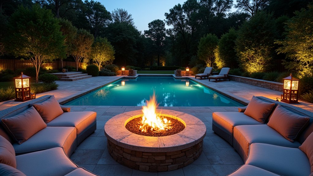 23 Oval Pool Design Ideas That Flow Beautifully in Any Yard intimate evening fire gatherings