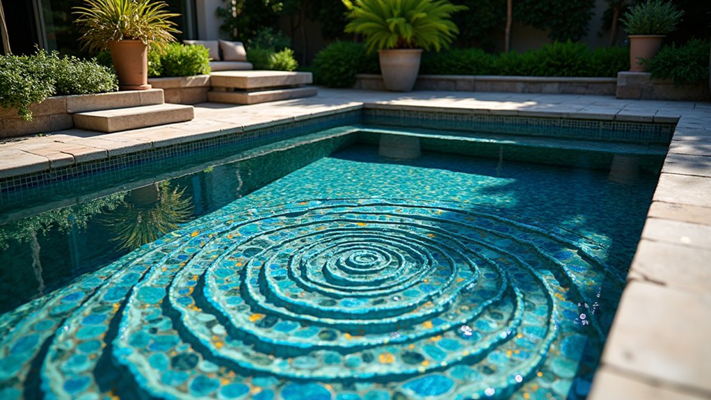 intricate mandala pool mosaic