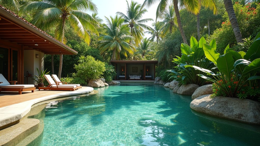 23 Natural Pool Design Ideas That Embrace Organic Beauty island paradise pool design