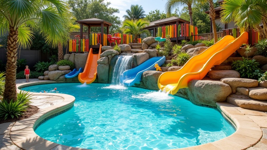18 Stunning Backyard Pool Ideas to Transform Your Outdoor Space kid friendly aquatic playground fun