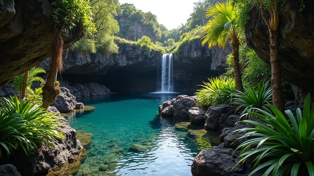 23 Natural Pool Landscaping With Rocks for Earthy, Organic Style lava rock pool features