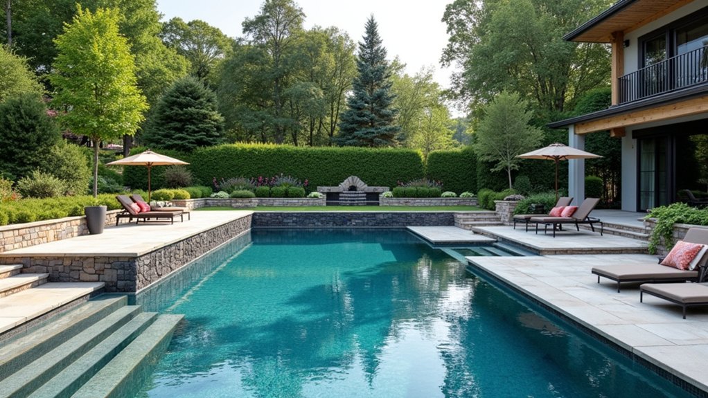 20 Pool Ideas With Zero Entry Designs for Effortless Access layered aquatic paradise design