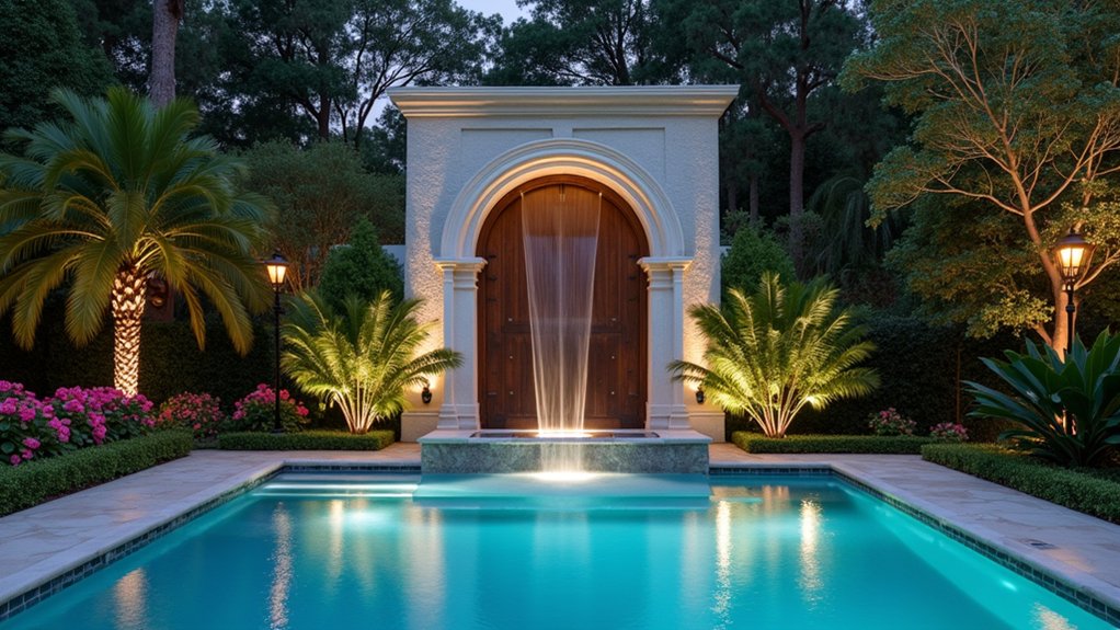 20 Pool Design Ideas With Fountain Features That Add Flair liquid elegance archway entrance