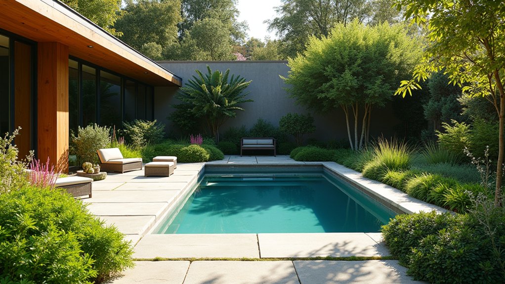20 Clever Small Backyard Pool Landscaping Ideas That Maximize Space low maintenance poolside landscaping options