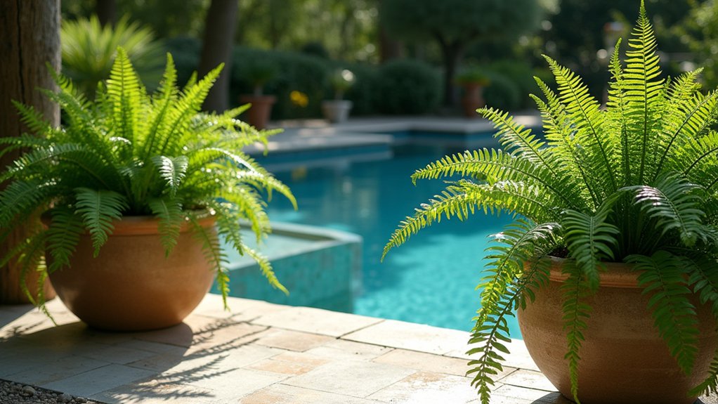 18 Gorgeous Pool Landscaping Plants That Bring Your Yard to Life lush ferns for serene ambiance