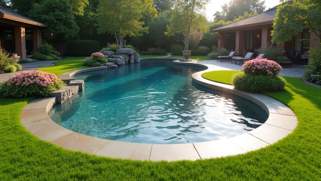 20 Round Pool Design Ideas for a Soft, Inviting Look lush grass meets water