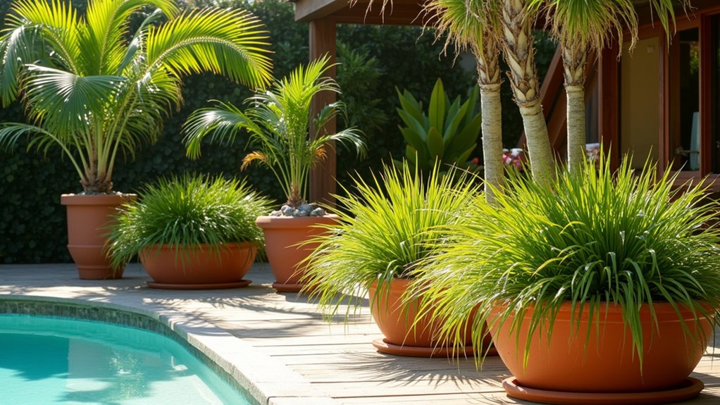 21 Lively Pool Deck Decorating Ideas With Potted Plants for Natural Charm lush grasses for relaxation