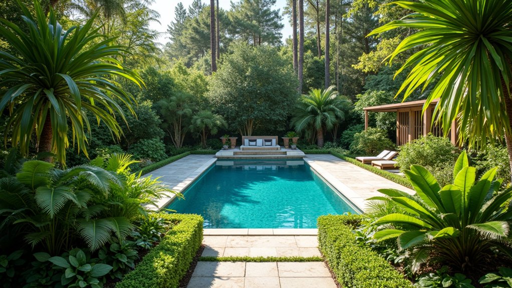 20 Residential Pool Design Ideas for Everyday Elegance lush greenery for tranquility