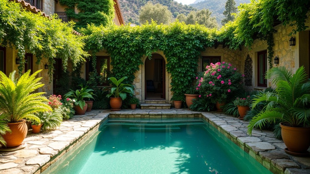 15 Rustic Pool Ideas for a Cozy Outdoor Escape lush greenery native plants