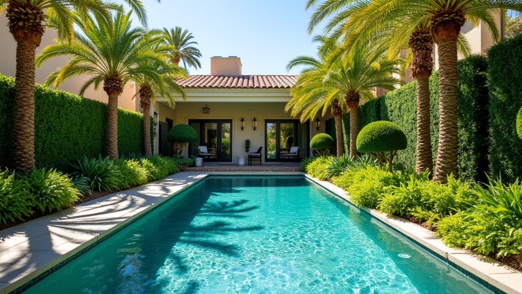 23 Flashy Las Vegas Pool Landscaping Ideas That Bring the Wow Factor lush greenery transforms oasis