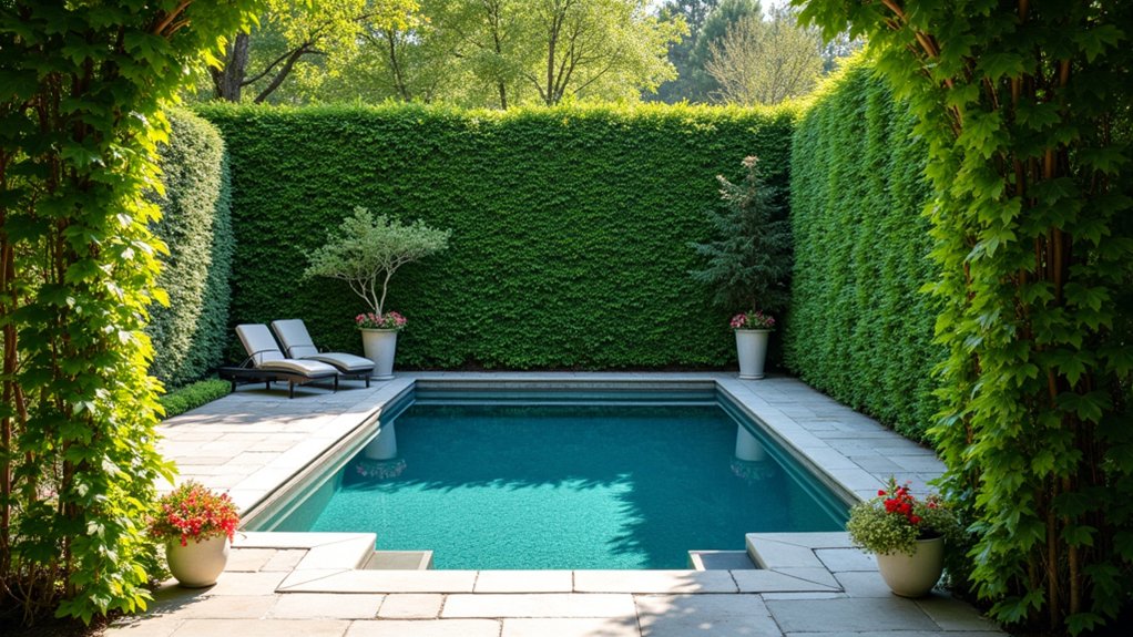 20 Smart Pool Landscaping for Privacy That Still Looks Great lush hedges for privacy