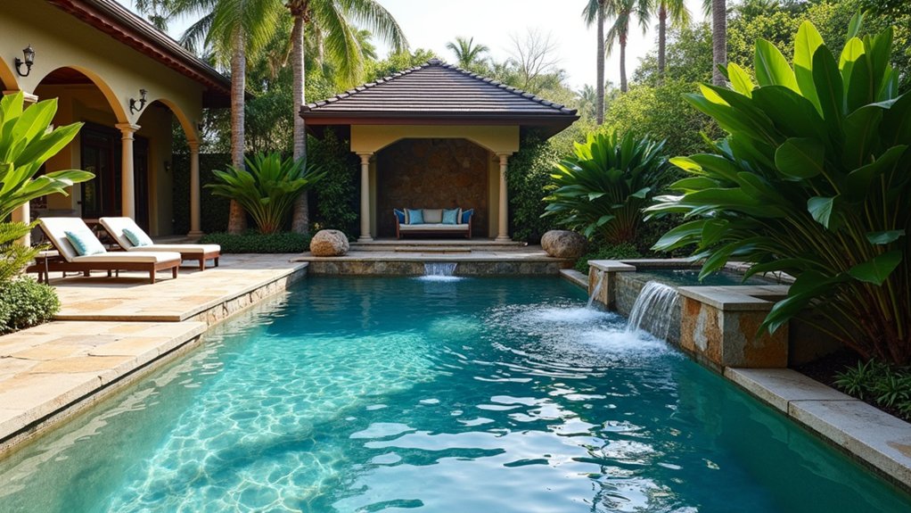 18 Pool Design Ideas With Spa Features for True Luxury lush lagoon spa retreat