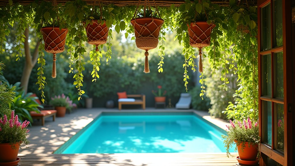 21 Lively Pool Deck Decorating Ideas With Potted Plants for Natural Charm lush poolside plant oasis