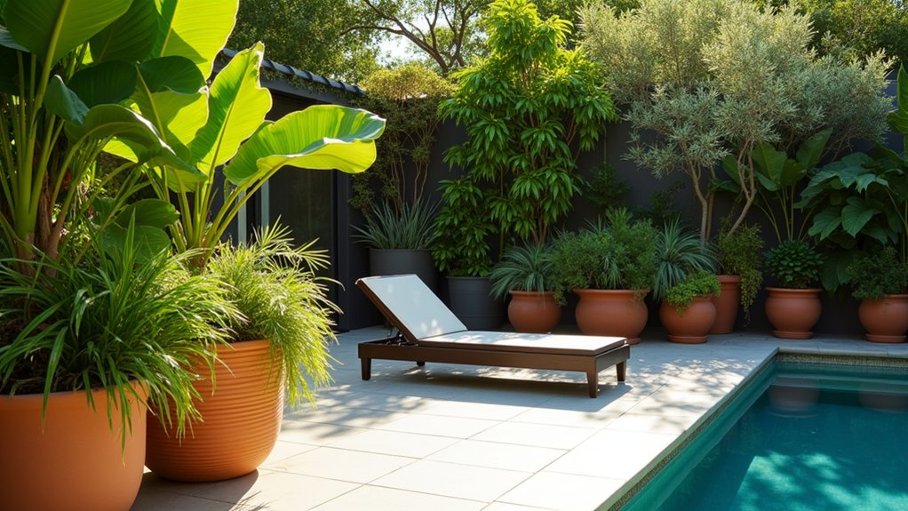 19 Smart Pool Deck on a Budget Ideas That Look Expensive lush potted plant paradise