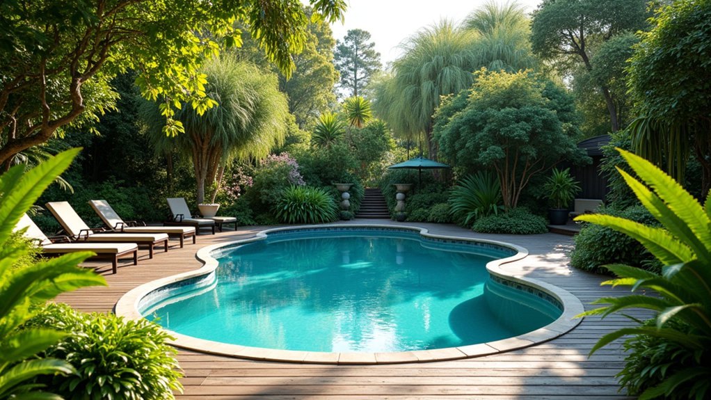 18 Above Ground Pool Ideas That Don’t Compromise on Style lush tropical foliage oasis