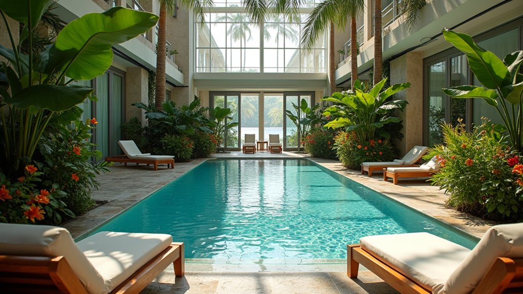 23 Indoor Pool Design Ideas for Year-Round Enjoyment lush tropical paradise oasis