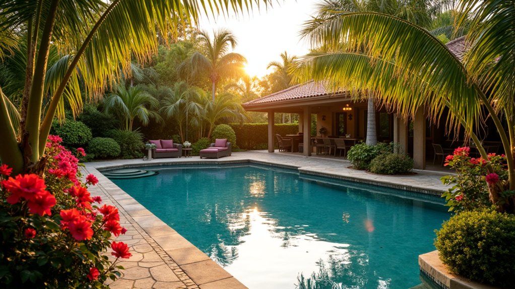 18 Sophisticated Landscaping Around Inground Pool Designs That Flow Beautifully lush tropical pool oasis