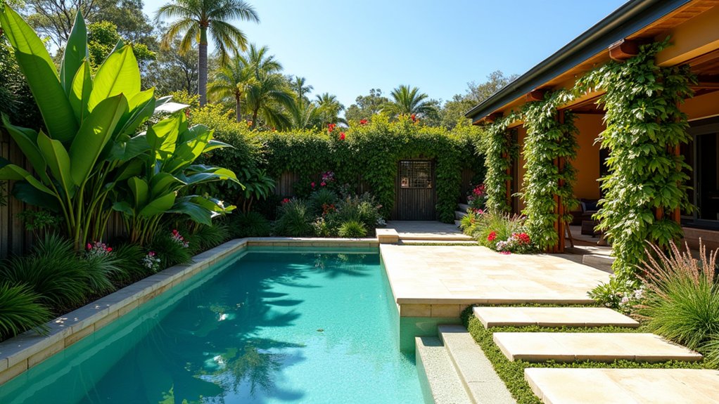 20 Breezy Australian Pool Landscaping Ideas for Laid-Back Vibes lush vertical garden oasis