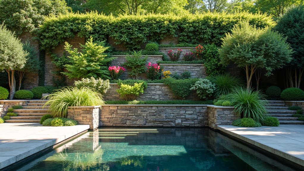 20 Functional Pool Landscaping With Retaining Wall Designs That Add Structure lush vertical garden walls