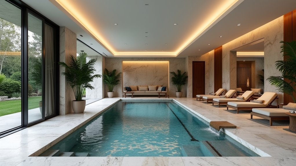 23 Indoor Pool Design Ideas for Year-Round Enjoyment luxurious indoor spa retreat