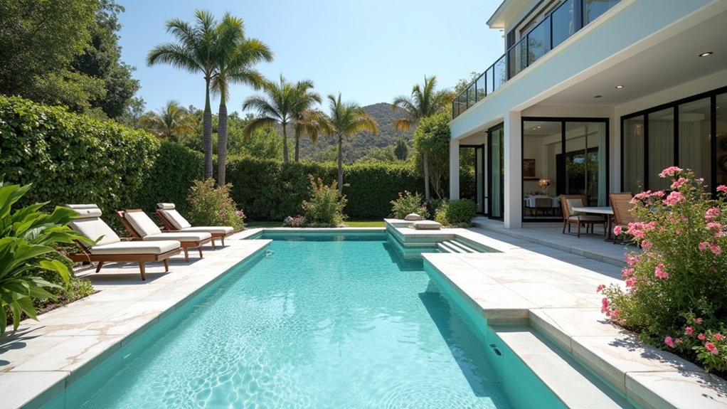 17 Natural Pool Deck Stone Ideas That Blend With the Landscape luxurious marble poolside elegance