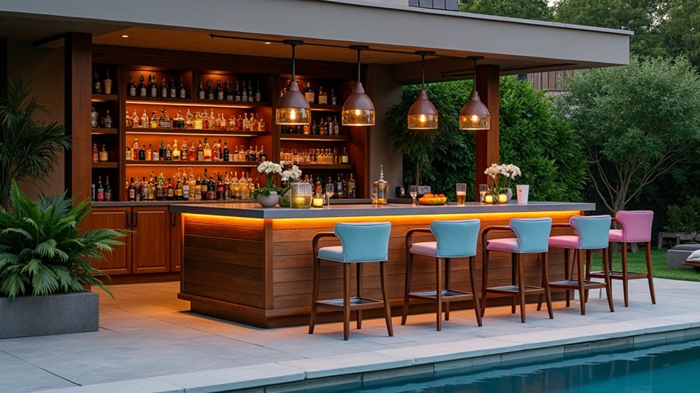 17 Easy Pool Deck Update Ideas That Make a Big Impact luxurious outdoor bar retreat