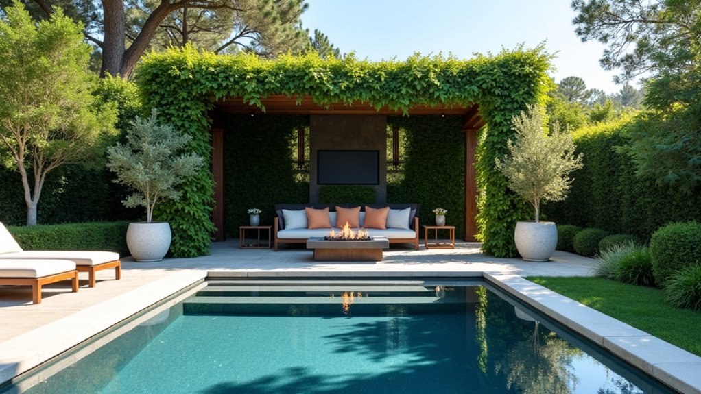 20 Luxury Pool Exterior Ideas That Boost Curb Appeal luxurious outdoor comfort structures