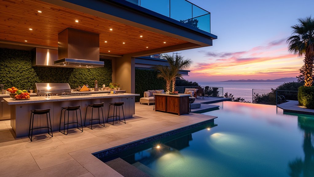 20 Luxury Pool Exterior Ideas That Boost Curb Appeal luxurious outdoor culinary experience