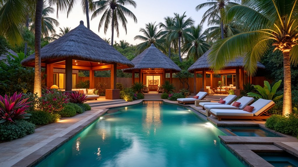 18 Lush Tropical Pool Landscaping Ideas for a Private Paradise luxurious poolside relaxation retreat