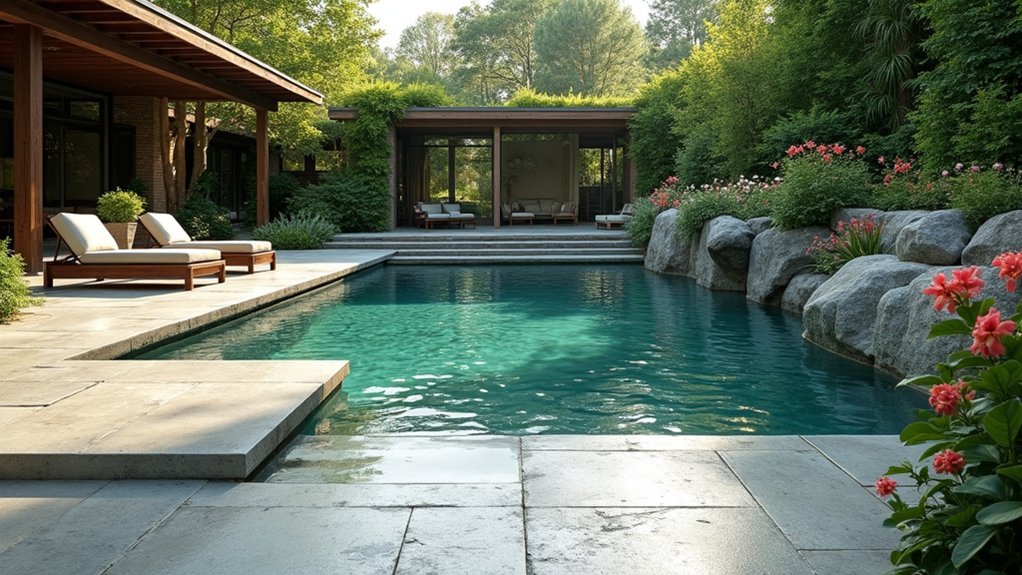 17 Natural Pool Deck Stone Ideas That Blend With the Landscape luxurious soapstone pool deck