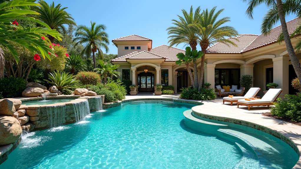 23 Fiberglass Pool Design Ideas That Are Built to Impress luxury backyard oasis design