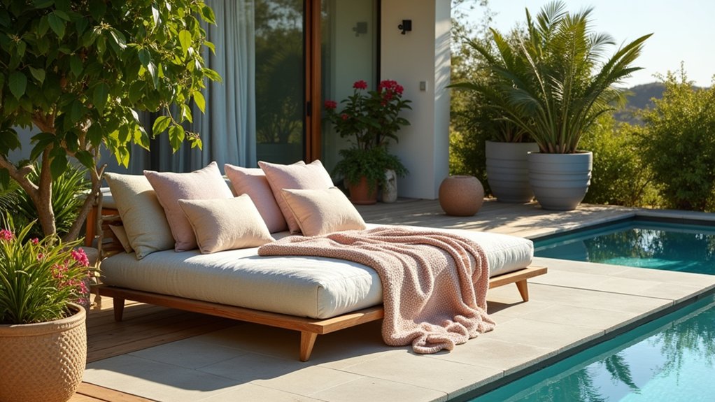 21 Inspiring Pool Deck Makeover Ideas You’ll Want to Try This Summer luxury poolside daybed design