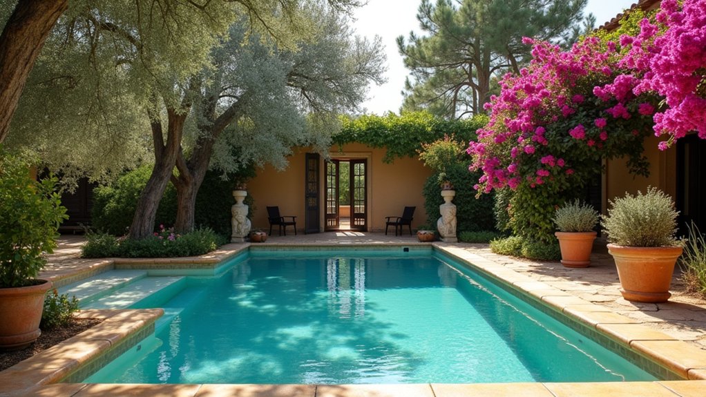 20 Elegant Mediterranean Pool Landscaping Ideas Full of Timeless Charm mediterranean artistic poolside elegance
