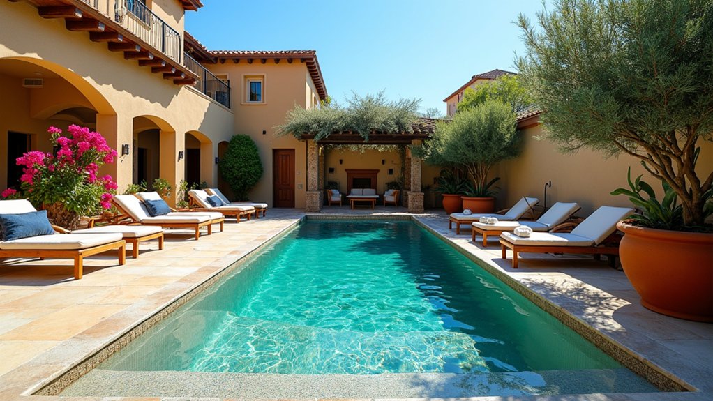 15 Pool Ideas With Tanning Ledge Spaces to Soak up the Sun mediterranean oasis retreat experience