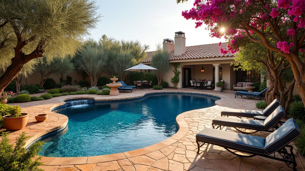 18 Bold Texas Pool Landscaping Ideas That Make a Statement mediterranean poolside elegance design