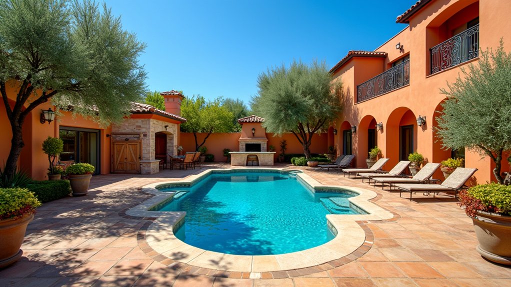 23 Bold Pool Deck With Outdoor Kitchen Ideas for the Ultimate Entertaining Space mediterranean poolside oasis design