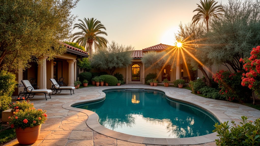 18 Sophisticated Landscaping Around Inground Pool Designs That Flow Beautifully mediterranean tranquility and beauty