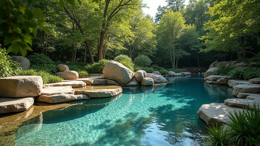 23 Natural Pool Landscaping With Rocks for Earthy, Organic Style mesmerizing pool focal points